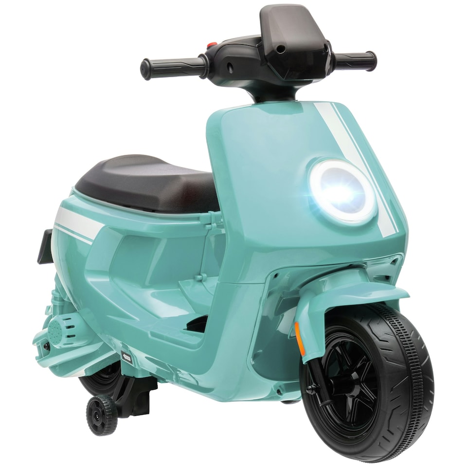 image 1 of AIYAPLAY 6V Kids Electric Motorbike, Ride on Motorbike with Headlight, Music, Forward Reverse, Training Wheels, for Ages 18-36 Months, Green