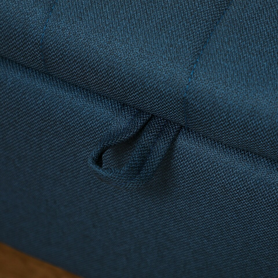 image 1 of HOMCOM Storage Ottoman Bench, Linen Fabric Footstool with Steel Legs Blue