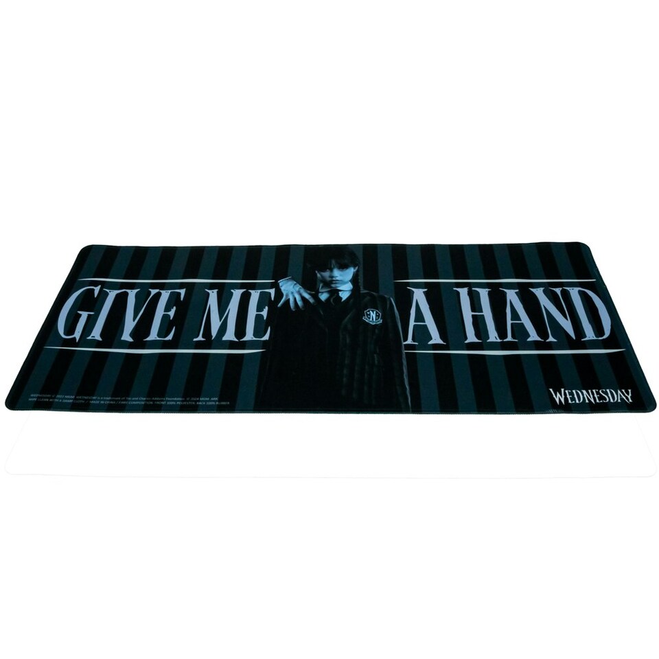 image 1 of Wednesday Jumbo Striped Desk Mat - Black/White/Grey - 30cm x 70cm
