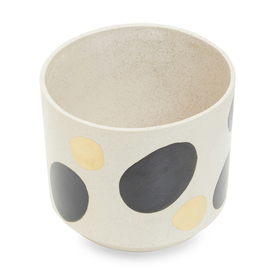 image 1 of Interiors by Premier White & Gold Speckled Ceramic Planter, Modern Large Ceramic Garden Pot for Home Decor, Pots for Plants Multi