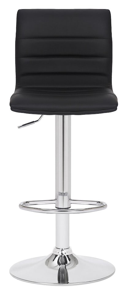 image 1 of Set of 2 Aldo Black Bar Stools - Swivel Faux Leather Kitchen Breakfast Stools