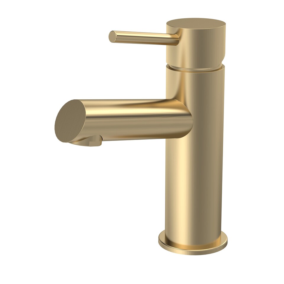 image 1 of Balterley Nova Modern Bathroom Mono Basin Mixer with Coordinating Push Button Waste | Copper | Brushed Brass | 1