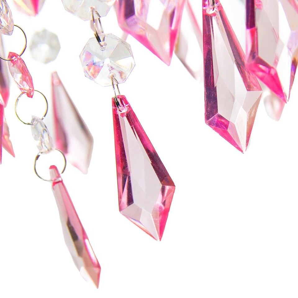 image 1 of Modern Waterfall Design Pendant Shade with Clear/Pink Acrylic Drops and Beads