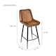 image 6 of Real Genuine Leather Breakfast Kitchen Bar Stool Tan Brown With Back Rest 106cm High x 50cm Wide x 59cm Deep Seat Height 70cm
