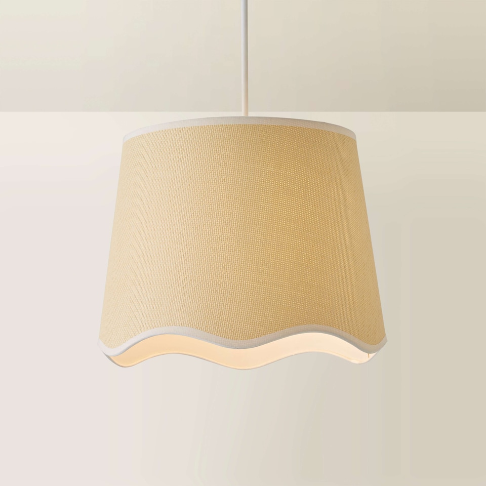 image 1 of ValueLights Dutton Natural White Trim Scallop Large Ceiling Lamp Shade | White