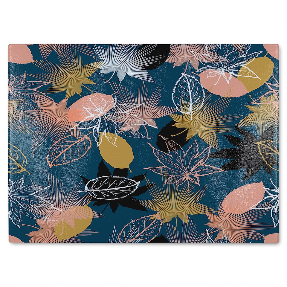 image 1 of Maple Leaves Glass Chopping Board | Multi