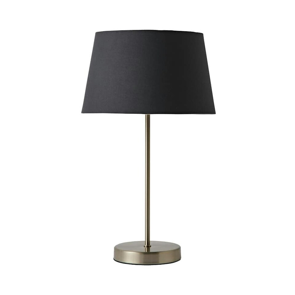 image 1 of ValueLights Modern Satin Silver Table Lamp With Grey Shade | Grey