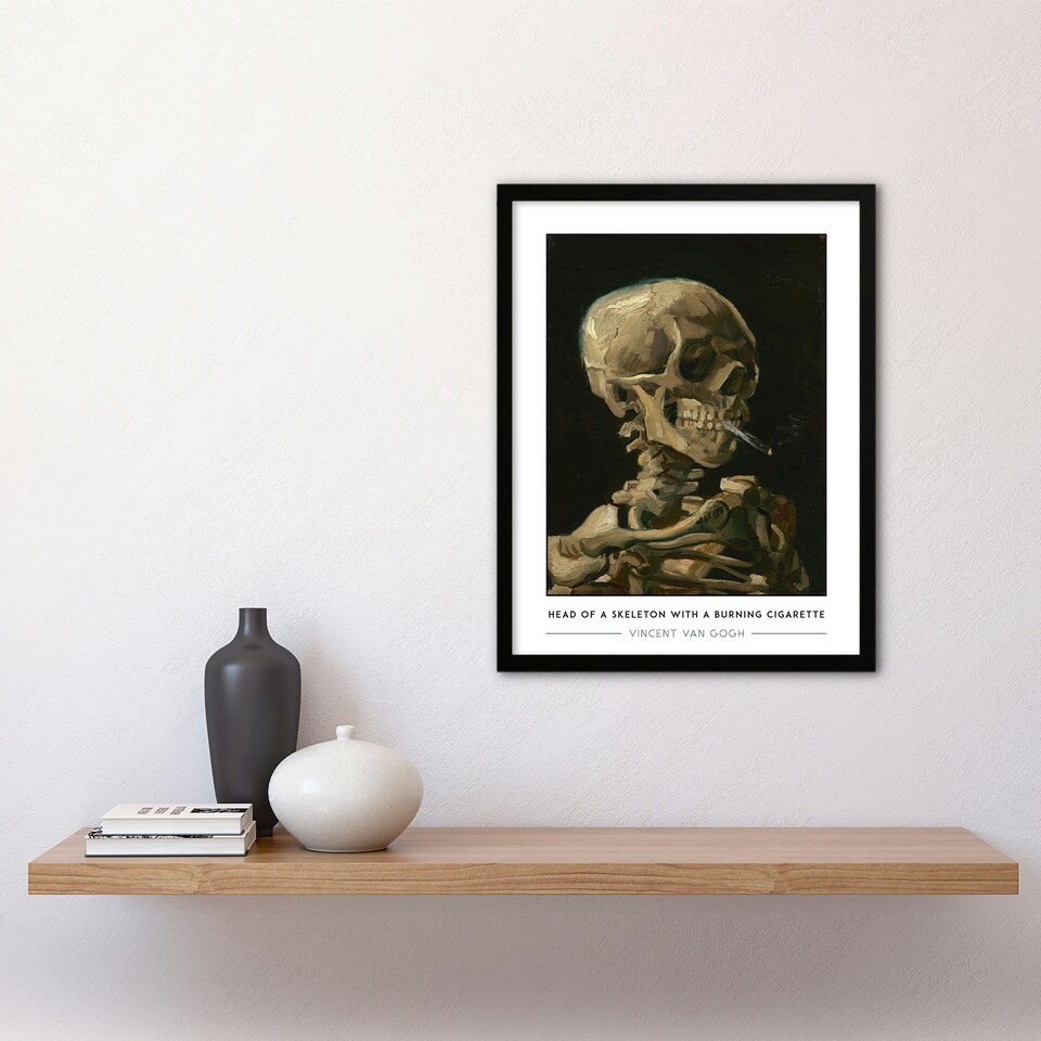 image 1 of Van Gogh Head Of A Skeleton With A Burning Cigarette Framed Art Print 12X16"