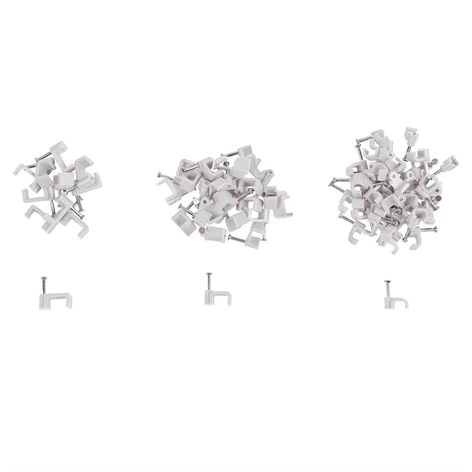 image 1 of Blackspur 80pc Plastic Cable Clips Set - 3 Sizes - White