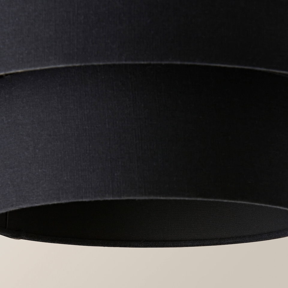 image 1 of ValueLights Jodie Two Tier Black Linen Ceiling Drum Lamp Shade | Black