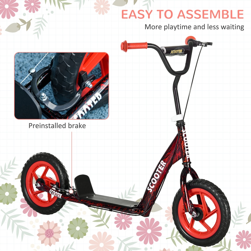 image 1 of AIYAPLAY Kids Scooter with Adjustable Handlebar, Kick Scooter, Red