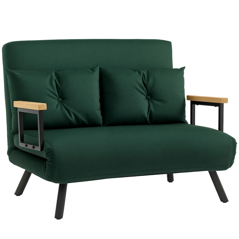 image 1 of HOMCOM Click Clack 2 Seater Sofa Bed for Living Room, Guest Room, Green 
