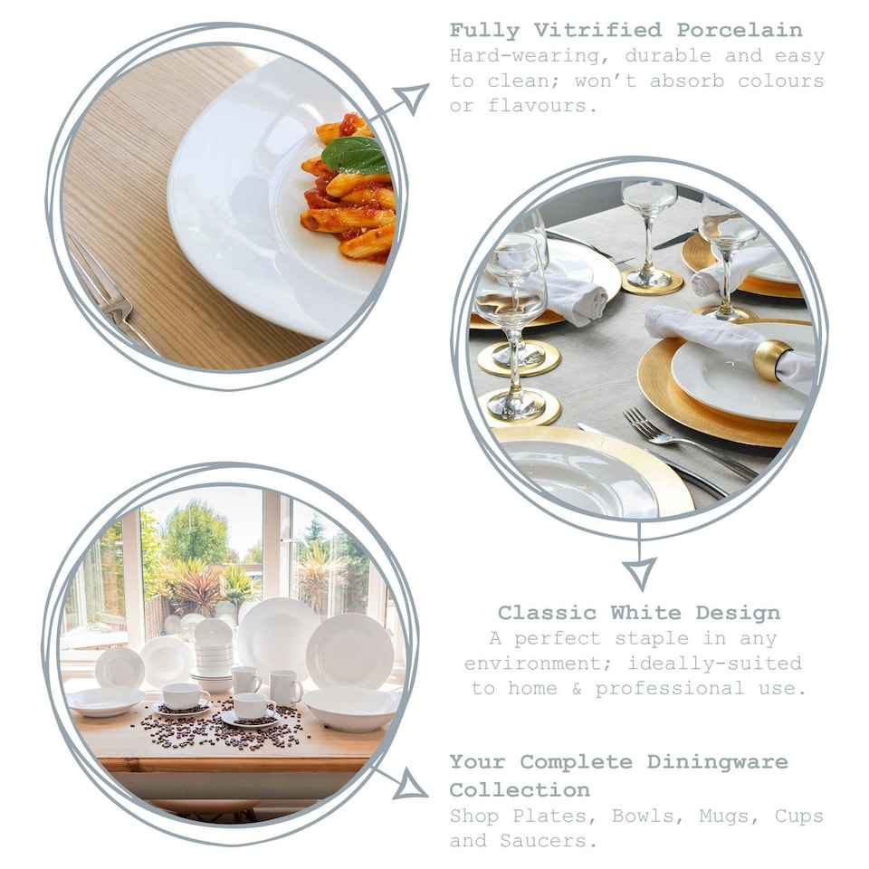 image 1 of Argon Tableware Classic White Dinner Plates - 27cm - Pack of 12 White
