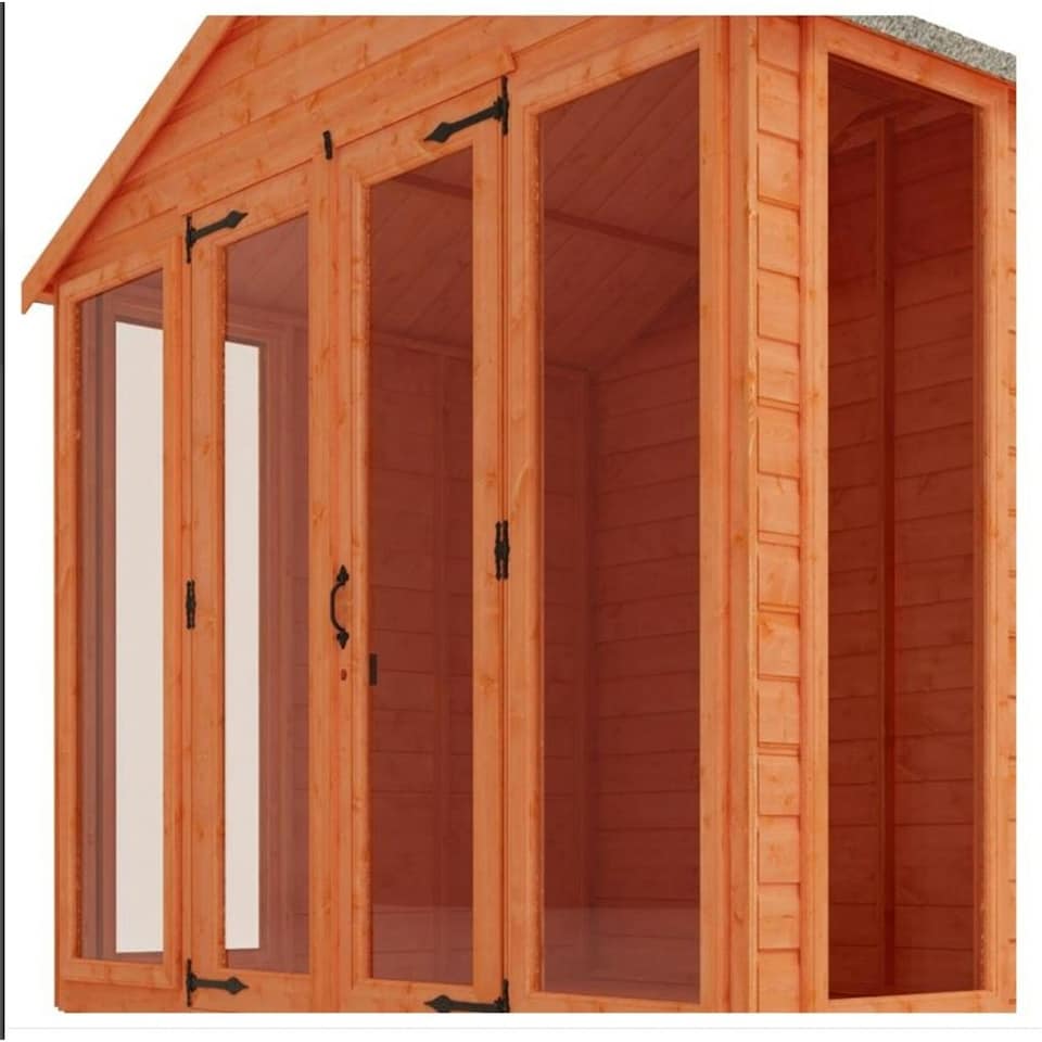 image 1 of 8ft x 8ft (2.35m x 2.35m) Wooden Full Pane Tongue and Groove APEX Summerhouse (12mm T&G Floor + Roof) (8x8) (8 x 8)