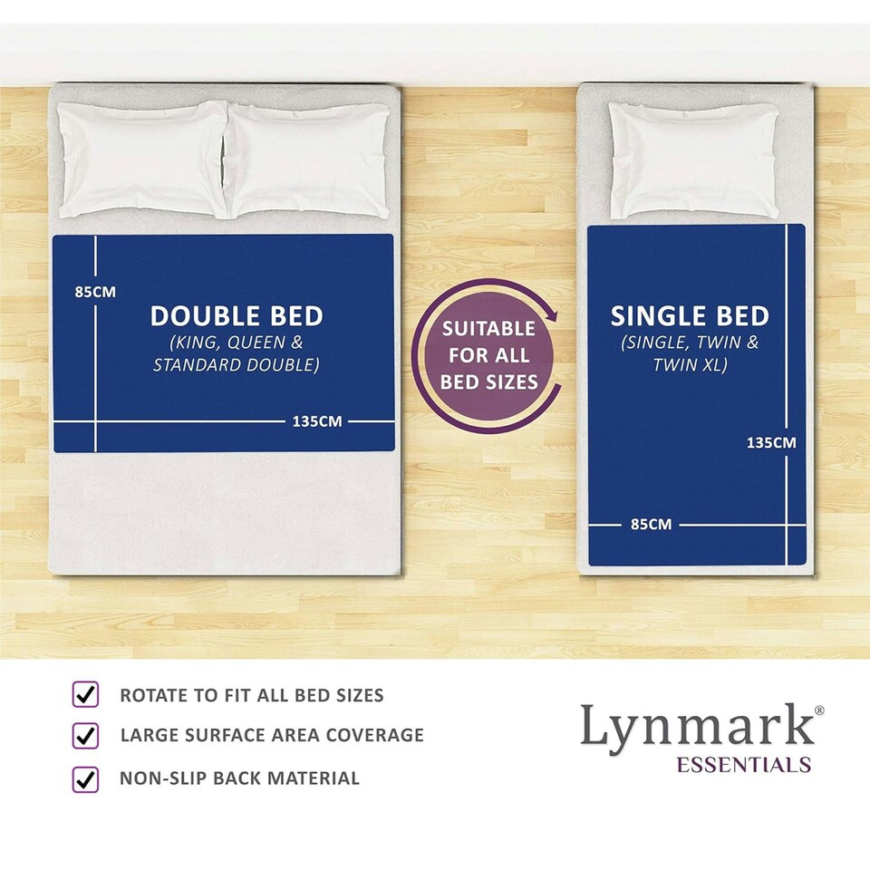image 1 of Lynmark® Incontinence Bed Pads Non Slip - Washable, Absorbs 2L, 135 x 85cm Blue | 2 pack | Double