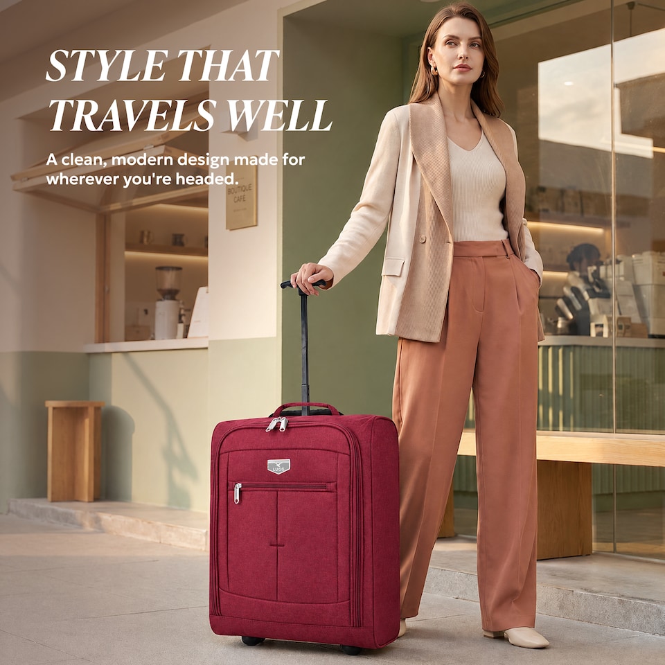 image 1 of Lugg Jupiter Soft Cabin Bag 55x40x20cm Lightweight Wheeled Trolley Ryanair Size