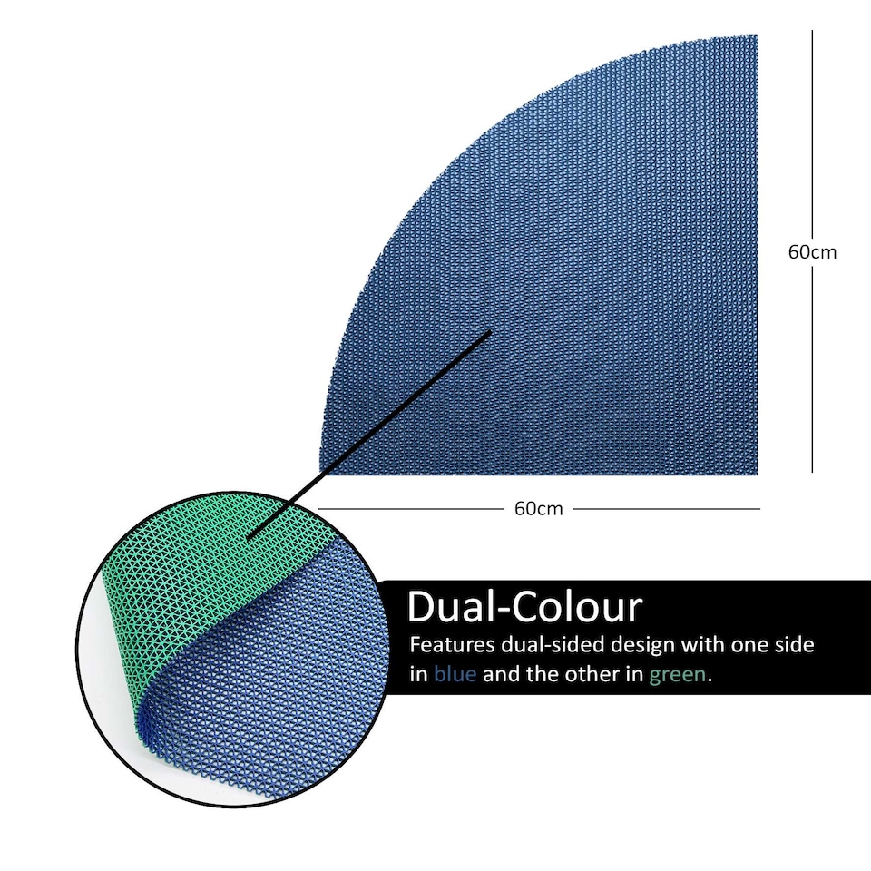 image 1 of Nicoman Quadrant Reversible Dual-Colour PVC Shower Mat - 60cm | Blue | Blue/Green | Quadrant 60x60cm