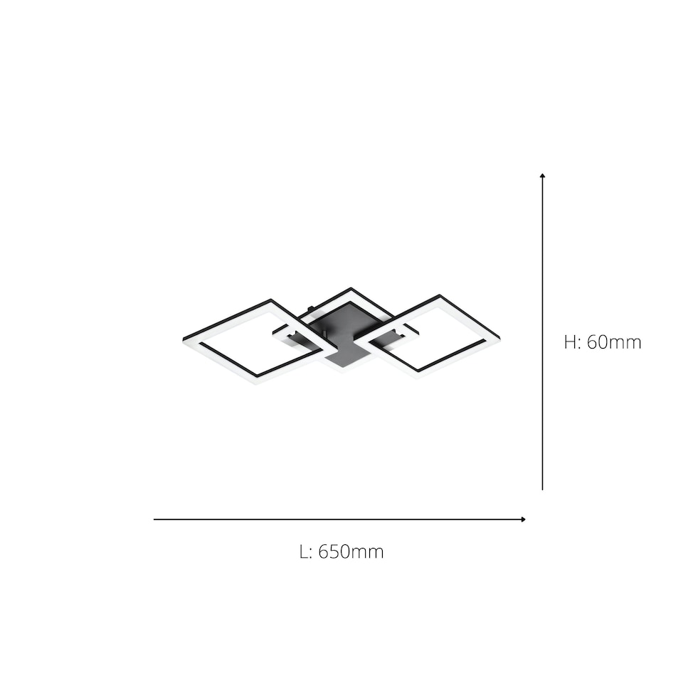image 1 of EGLO Paranday-Z Black Steel Smart Control, Colour Changing Ceiling Light, (L) 65cm