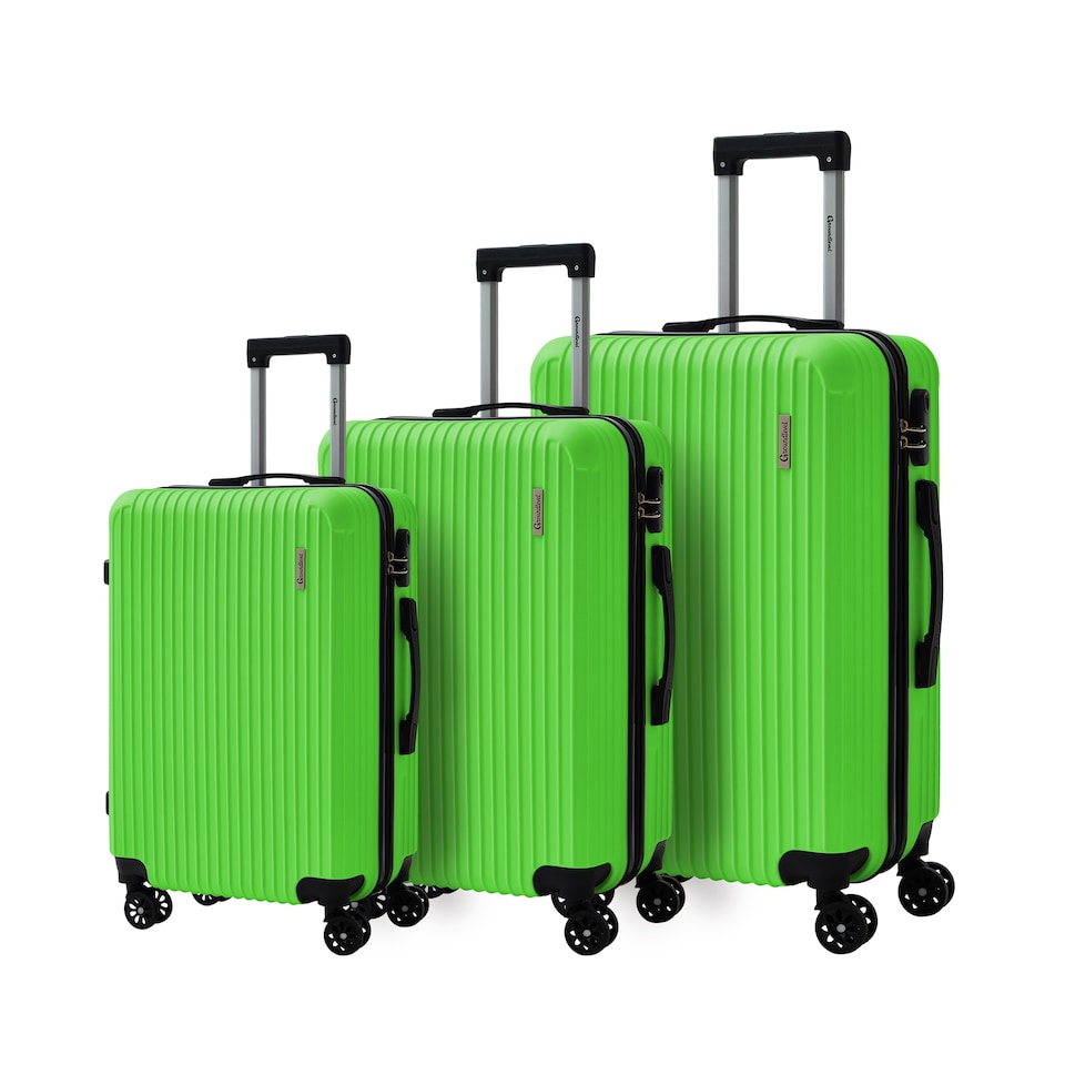 image 1 of Groundlevel Cosmic Hard Sheel 3 Piece Luggage Set 4 Wheel Spinners Travel Suitcases | Green | Green