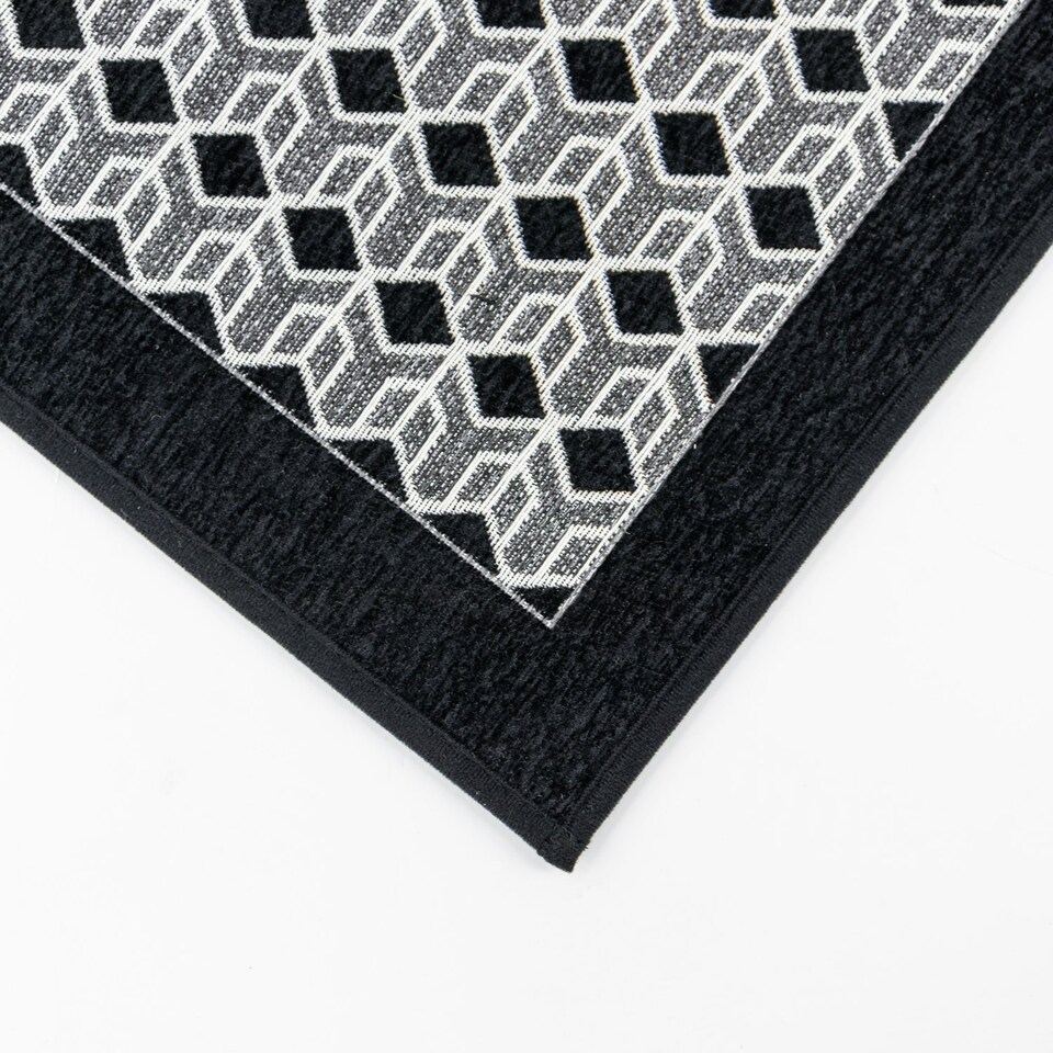 image 1 of JVL Allure Machine Washable Entrance Runner Doormat, 50x150cm - Black