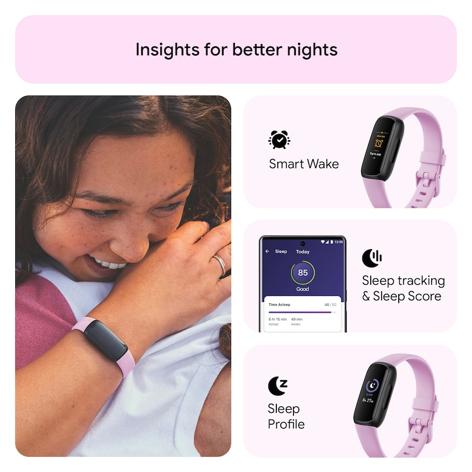 image 1 of Fitbit Inspire 3 - Black / Lilac Bliss