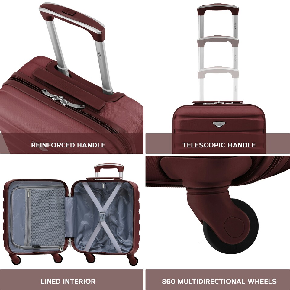 image 1 of 45x36x20cm EasyJet Free Underseat Carry-On Cabin Bag - Lightweight 4 Wheels ABS Hard Shell Suitcase Purple | Burgundy | Cabin Bag