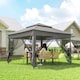 image 2 of Outsunny 3 x 3m Pop Up Gazebo, Doubleroof Garden Tent with Netting and Carry Bag, Party Event Shelter for Outdoor Patio, Dark Grey