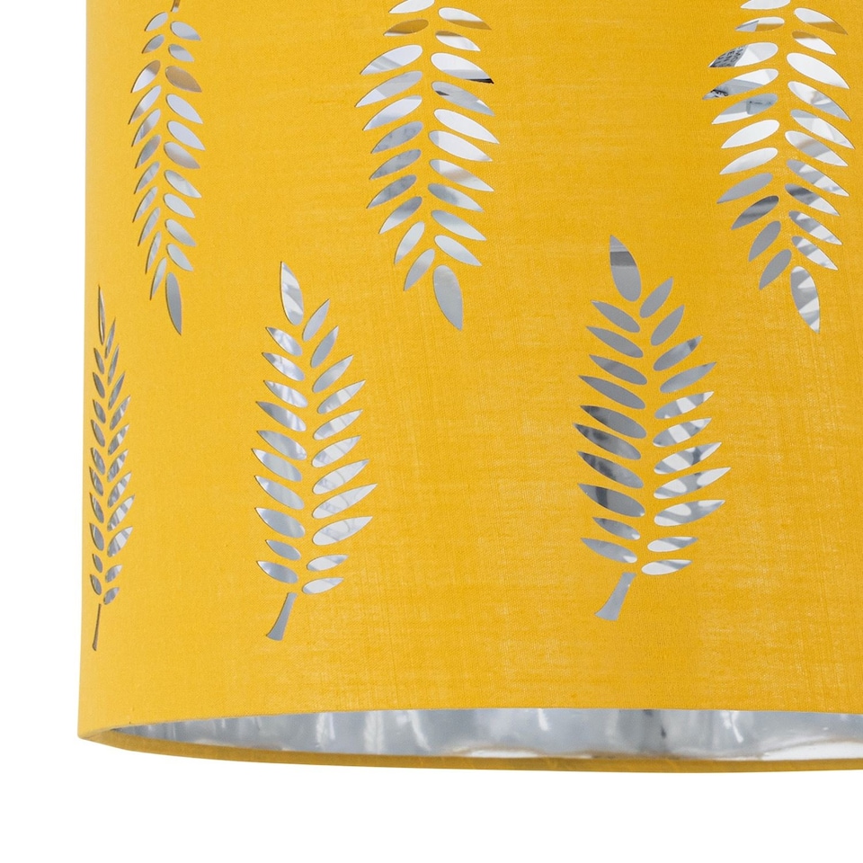 image 1 of Set of 2 Fern - Ochre Cut Out 25cm Pendant Lightshades | Yellow | Silver | Medium | 2