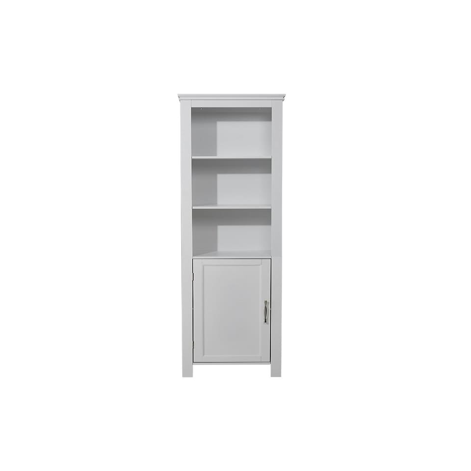 image 1 of Living and Home Rustic & 3 Shelves Freestanding Bathroom Tall Cabinet - White