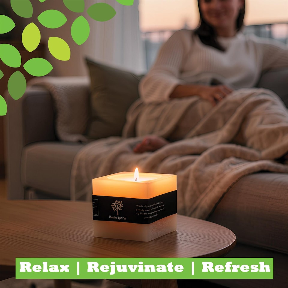 image 1 of Nicola Spring Round 3 Wick Vanilla Pillar Candle - 130 Hours - Ivory - Long-Lasting  Vanilla Candle Home Fragrance Aromatherapy