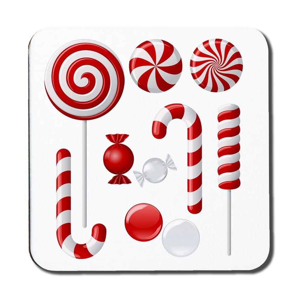 image 1 of Different red and white candies (coaster)