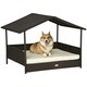 image 1 of PawHut Wicker Dog House, Rattan Pet Bed with Soft Cushion, Cat Basket - Cream