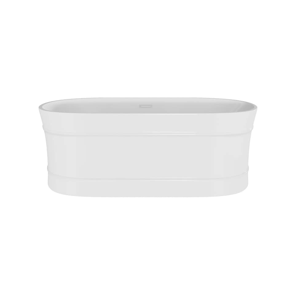 image 1 of Balterley Oval Freestanding Bath with Layered Rim Design: Modern Double-Ended Acrylic Bath | White | White | 1600 x 780 x 580mm