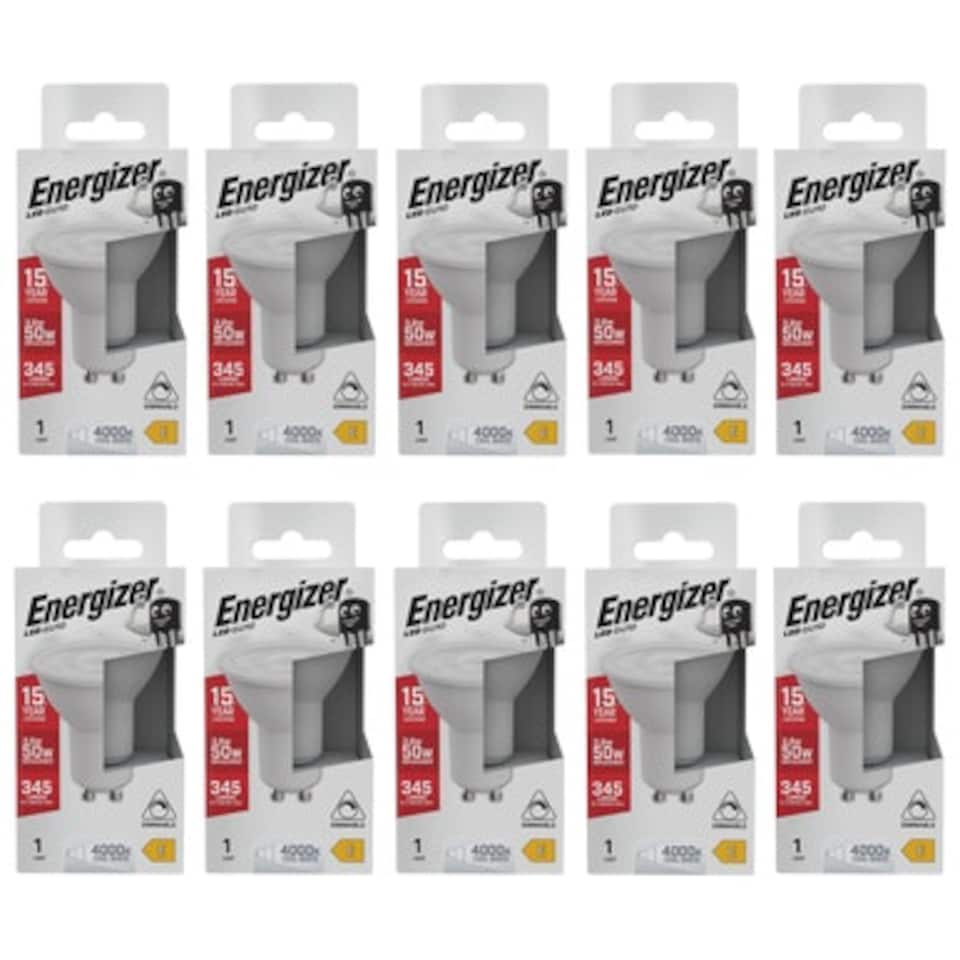 image 1 of Energizer LED GU10 345lm 3.6W 4000K (Cool White) Dimmable Light Bulb - Pack of 10