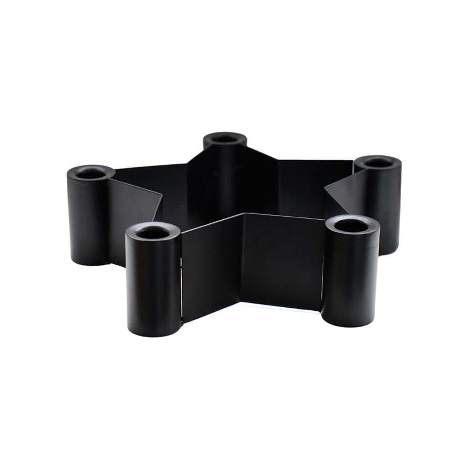 image 1 of Star Shaped Centrepiece Dinner Candle Holder - Mild Steel - L25 x W25 x H7 cm - Black Black