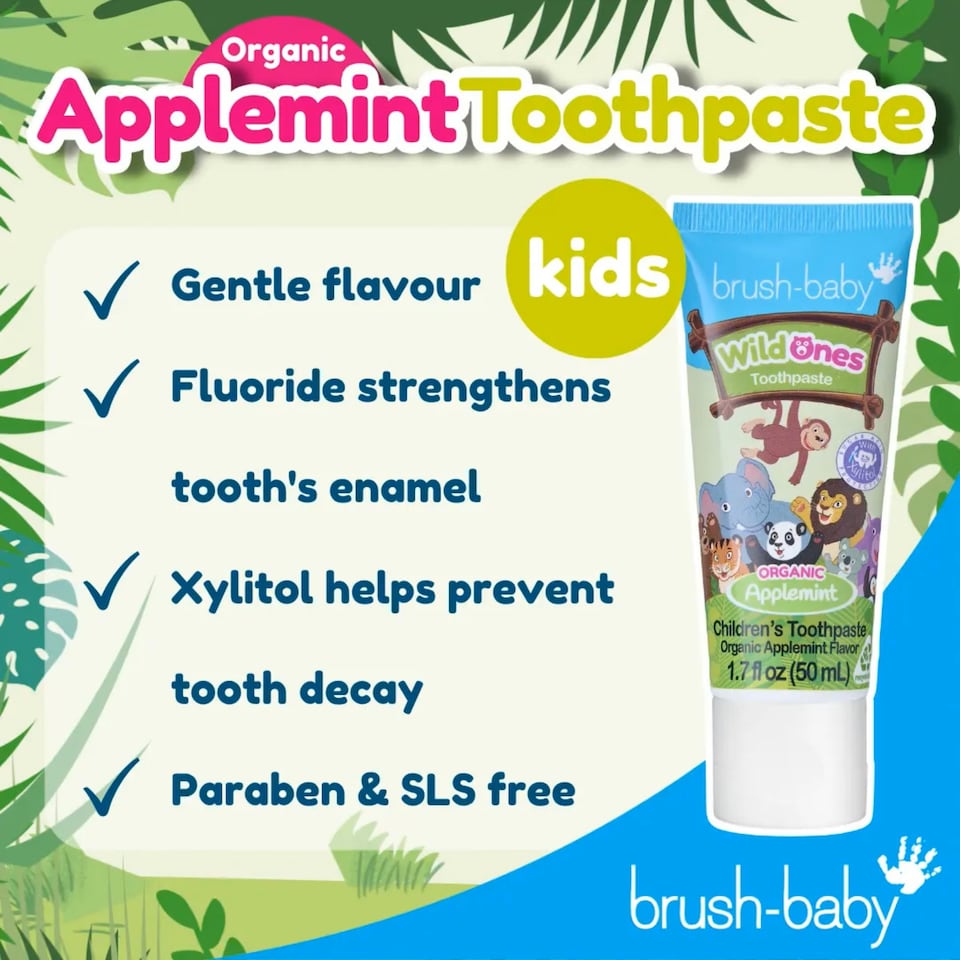image 1 of Brush Baby WildOnes Organic Applemint Childrens Toothpaste - 3 Pack