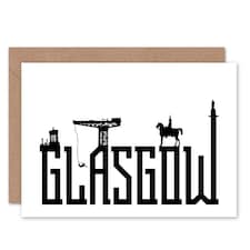 Glasgow Typography Silhouettes Scottish Scotland Card