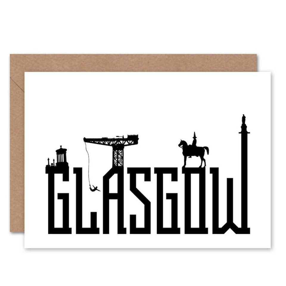 image 1 of Glasgow Typography Silhouettes Scottish Scotland Card