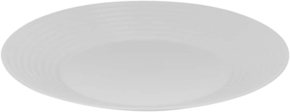 image 1 of White Opal Glass Dinner Set Plates Soup Bowls Dinnerware | White | Vienna Ribbed - 12 Pcs | 12