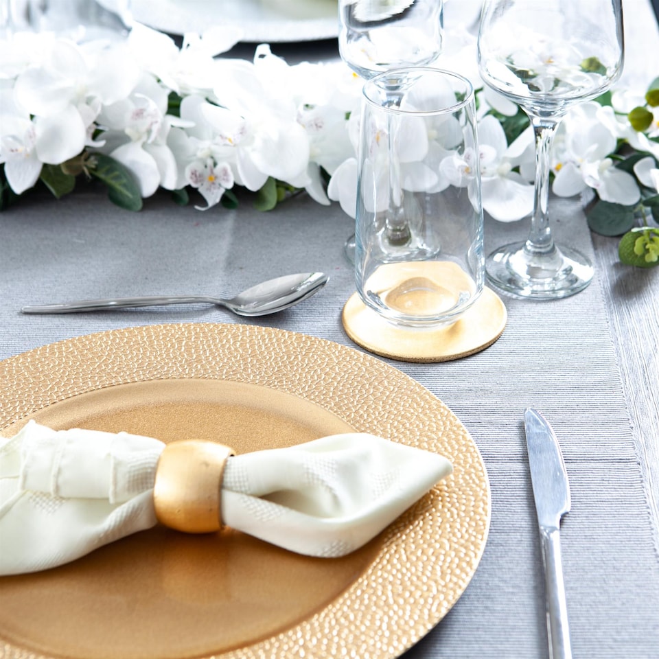 image 1 of Argon Tableware Hammered Charger Plates - 33cm - Gold - Pack of 6 | Gold | Hammered Gold