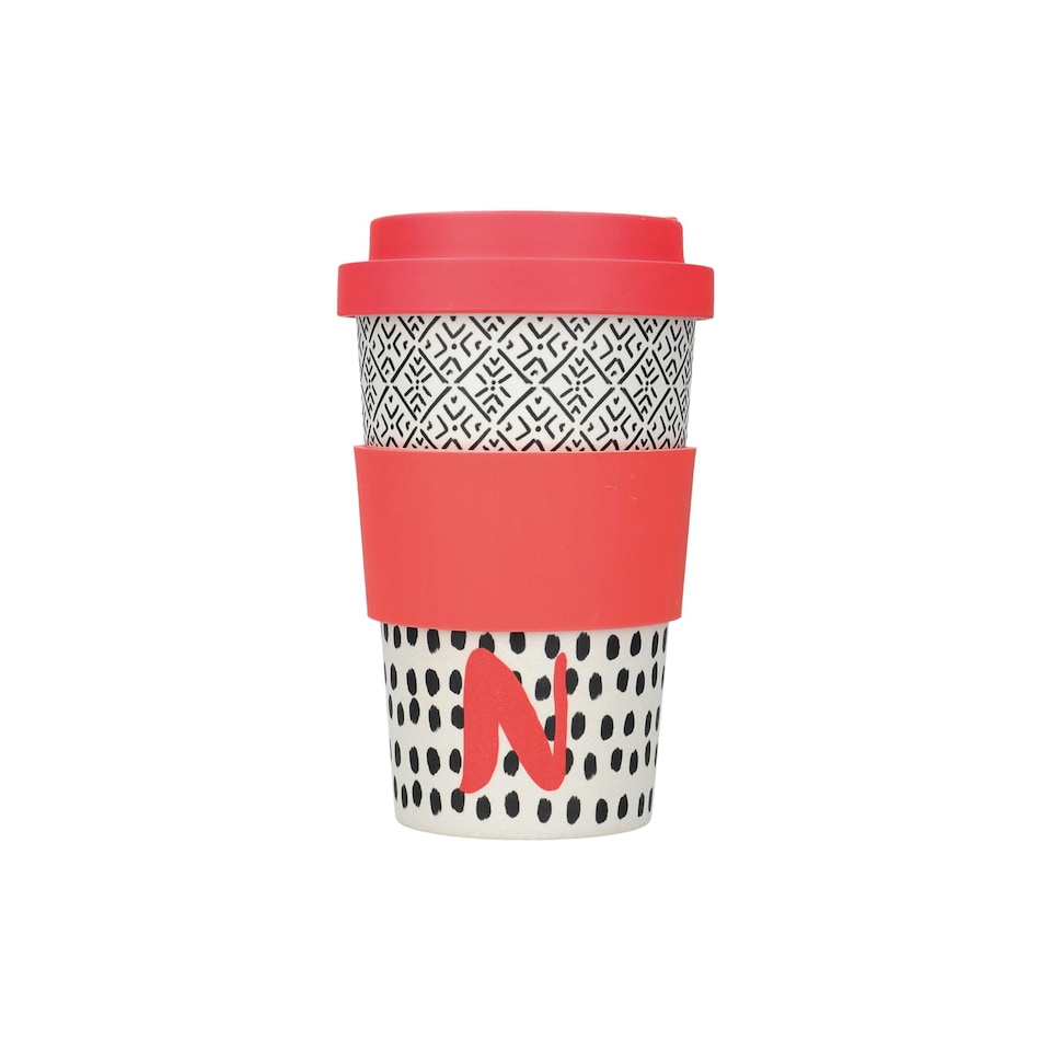 image 1 of KitchenCraft 410ml Bamboo A to Z Letter "N" Reuseable Mug Multi