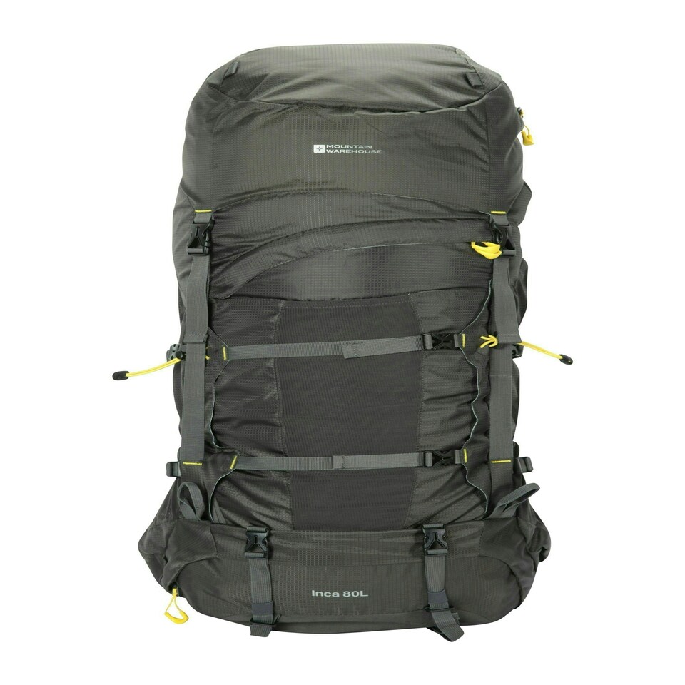 image 1 of Mountain Warehouse Large 80L Inca Backpack Camping Hiking Travelling Rucksack Brown