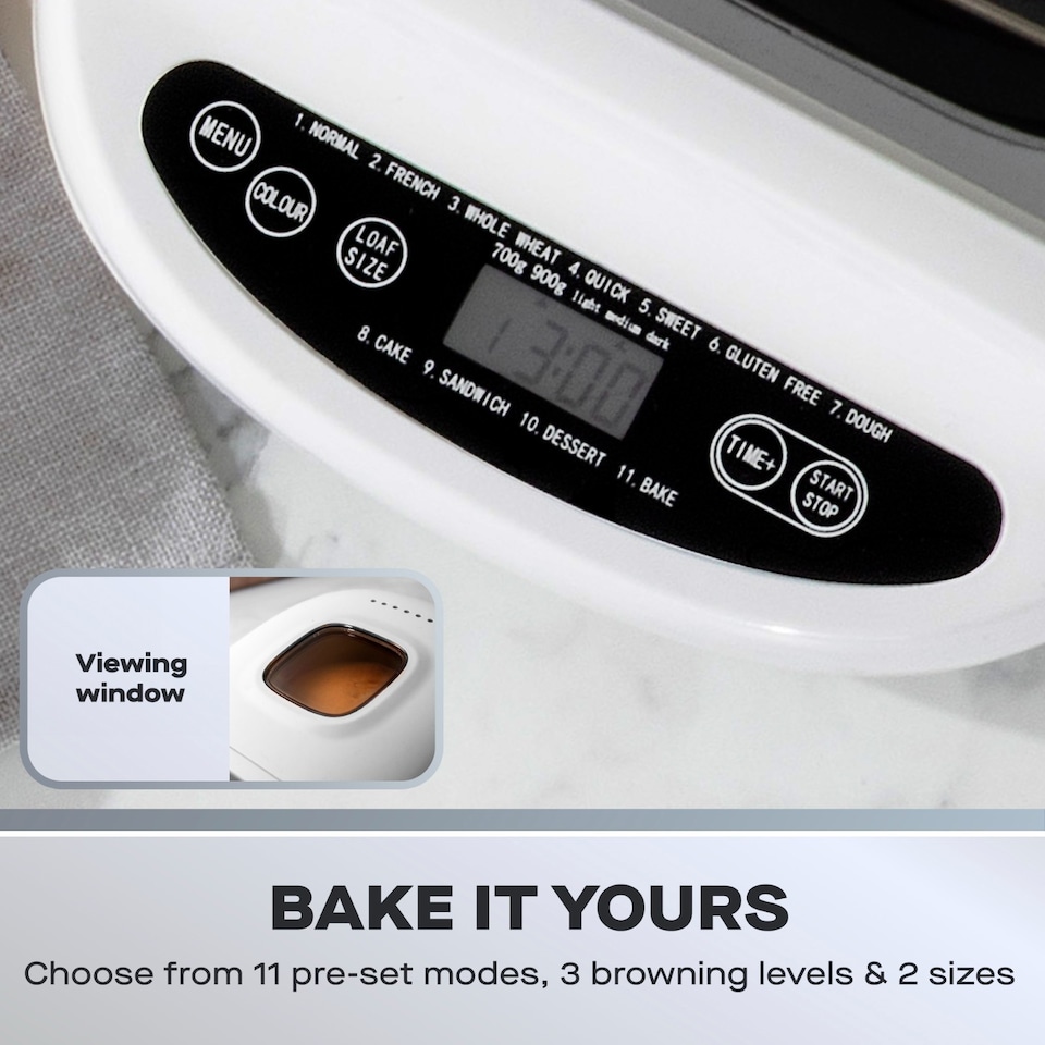 image 1 of Daewoo 2lb Digital Bread Maker with 11 Programs, 700/900g Loaf & LCD Timer