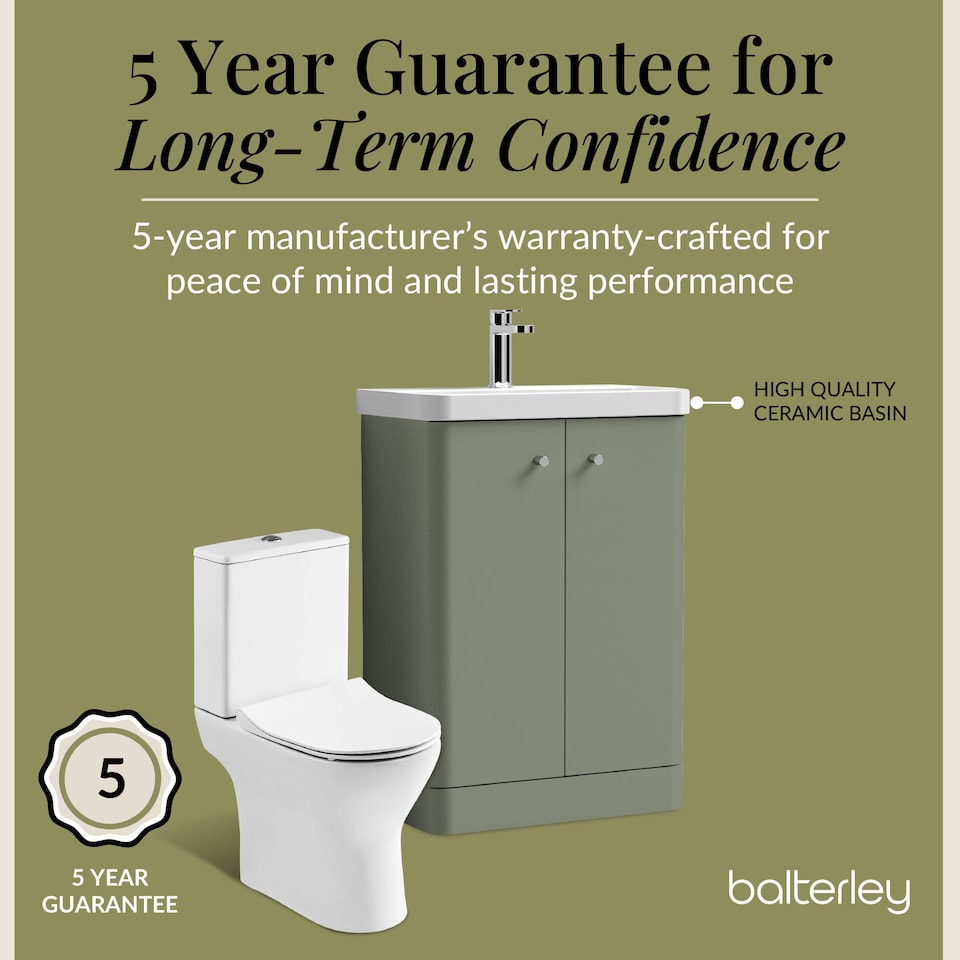 image 1 of Balterley Contemporary Floor Standing 2 Door Bathroom Vanity Unit, Basin, Tap & Toilet Pack | Green | Satin Green | 814 x 579 x 342mm