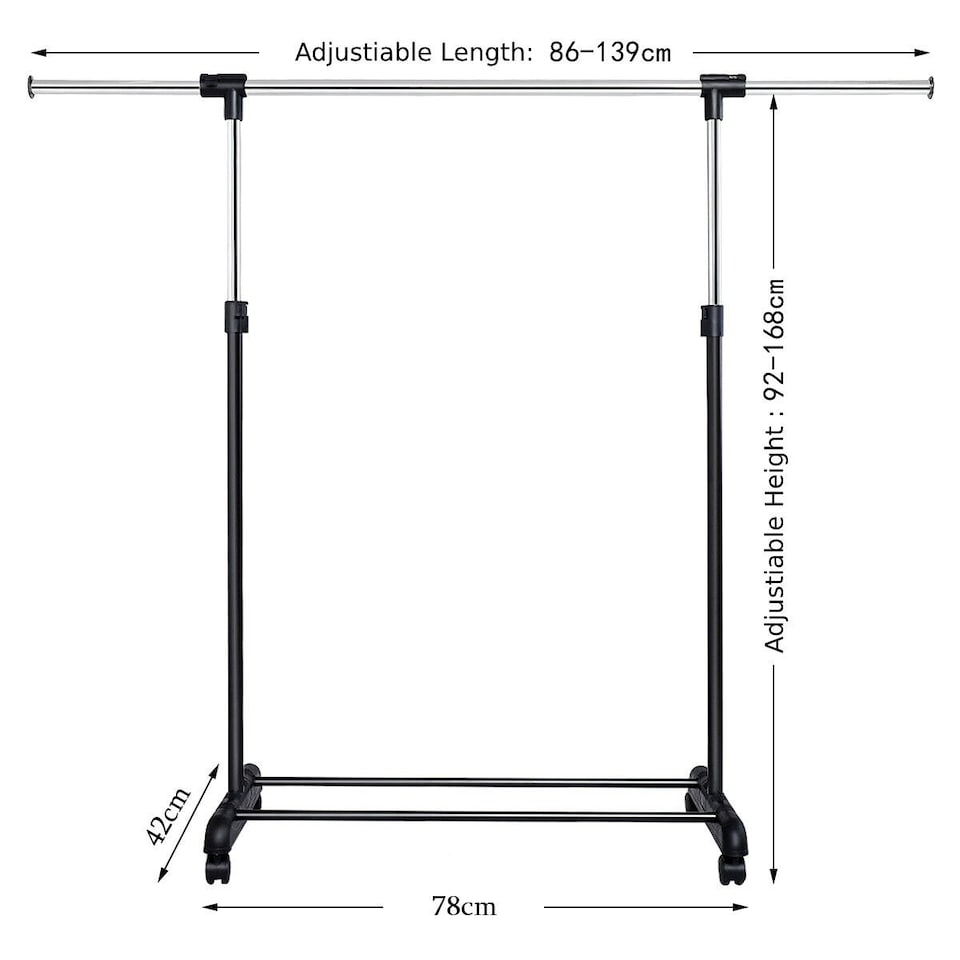 image 1 of COSTWAY Single Rail Garment Drying Rack Metal Clothes Rail