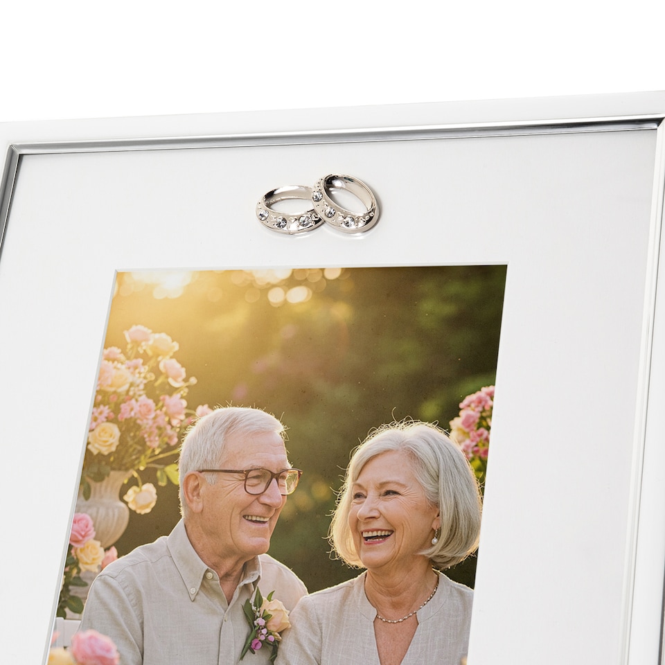 image 1 of 60th Anniversary 5x7 Silver Frame with Diamante Rings | Silver | One Size