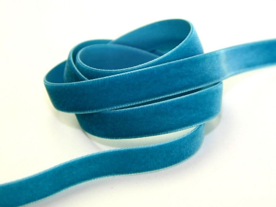 Berisfords 9654 Petrol 22mm Velvet Ribbon Mini Roll for Dressmaking - per 5 metre roll