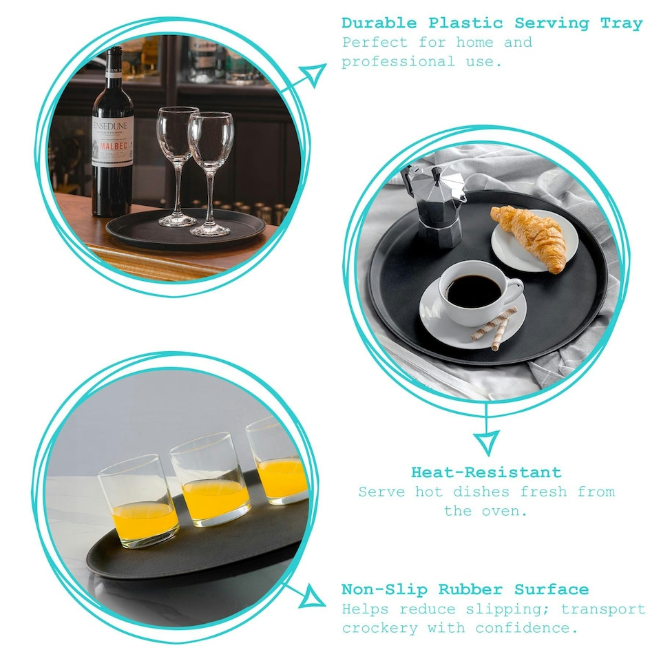 image 1 of Argon Tableware Round Non-Slip Serving Tray - 40.5cm - Black Black