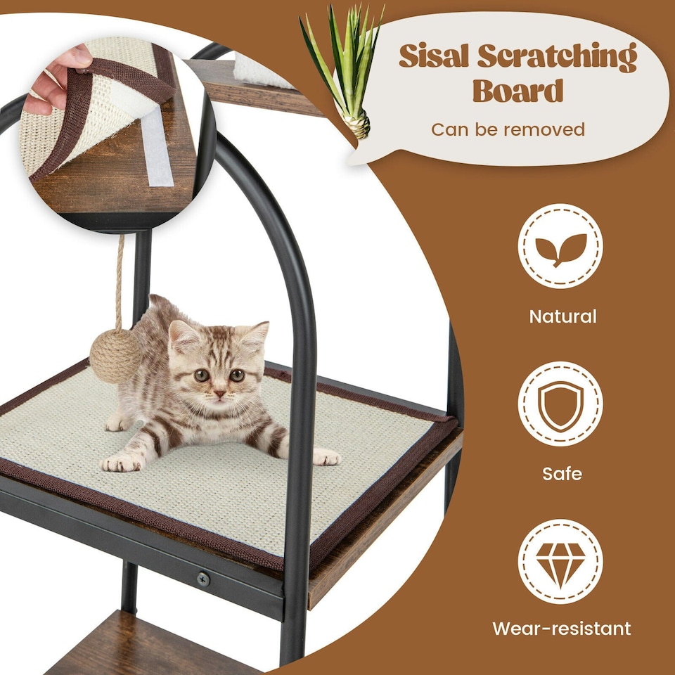image 1 of COSTWAY 118 cm Cat Tree Tower Cat Condo Activity Center