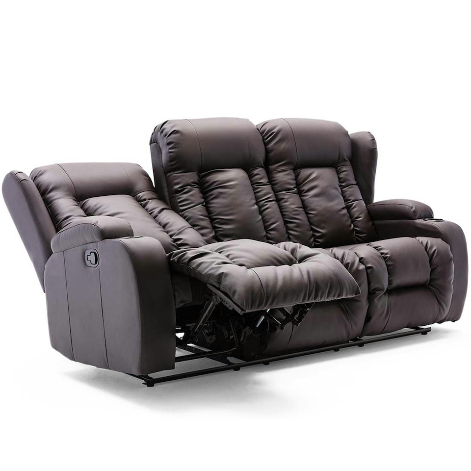 image 1 of Caesar 3 Seater Manual High Back Bonded Leather Recliner Sofa (Brown)